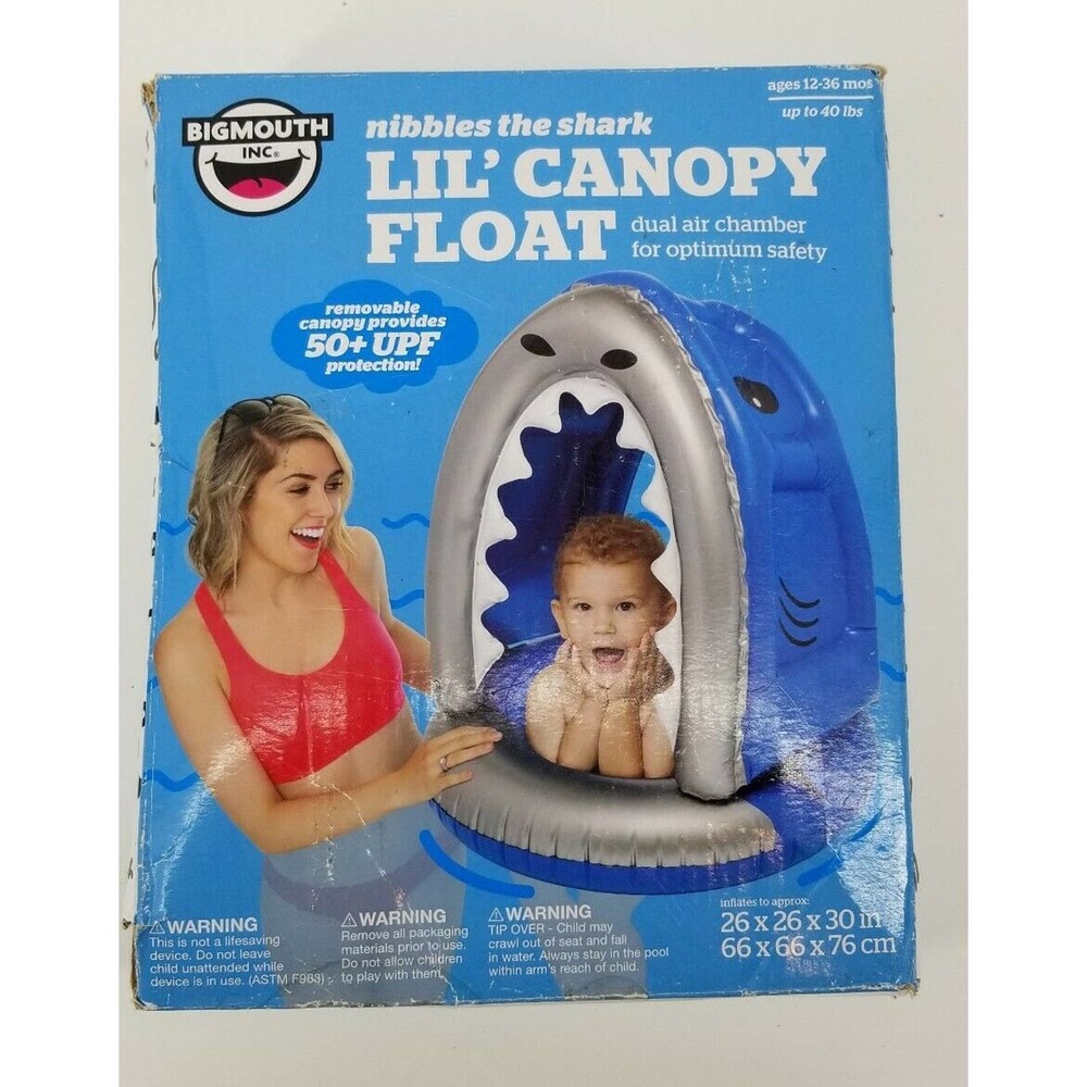 Big Mouth Inc Nibbles Shark Lil Canopy Pool Float Toddler Inflatable 12-36 Month